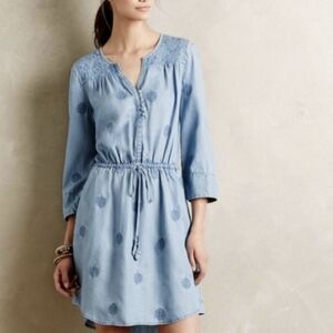 ANTHROPOLOGY Embroidered Dress POCKETS